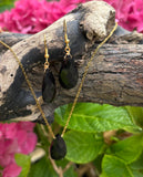 18ct Gold Plated Black Obsidian Drop Earrings