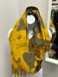 Heart and Love Print Winter Scarf Mixed Cashmere