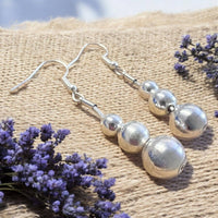 Triple ball drop Silver Earrings ER169SM