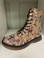 Helena Gold Floral Print Side Zipped Opening Boot Sizes 3-8 Available