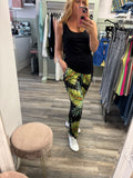 Cara Leaf Print Satin Feel Stretch Trousers Fits 10-20