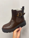 Minnie Chocolate Brown Faux Leather Boot Sizes 3-8