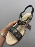 Cypriata Black Diamante Wedge Sandal