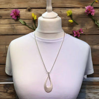 Long Necklace with Drop Olive Shape Pendant Necklace NK387SM