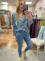 Larsa High Waist Ankle Grazer Stretch Jeans Gold Button Detail Sizes 8-16/18