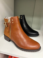 Shauna Faux Leather Boot Suede and Buckle Detail - Side Zip Fastening Sizes 3-8 Available