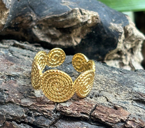 18ct Gold Plated Spiral Adjustable Ring