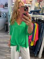 Amelie Tye Detailed V-Neck Blouse Fits 10-16