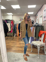 Ava Tan Blazer Ruched Sleeve Size 8-16