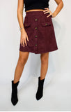 Toni Faux Suede Button Detailed Skirt Fits 8-14/16