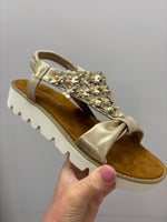 Cypriata Faux Leather Gold Sandal