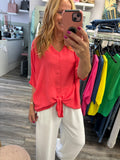 Amelie Tye Detailed V-Neck Blouse Fits 10-16