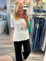 Flora Bubble Hem Knitted Necklace Top Fits 10-16