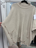 Sally Oversized Style Two Pocket Button Detailed Soft Knitted Jumper Fits 10-18/20