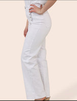 Tamara High Waisted Silver Button Detailed Wide Legged Jeans Sizes 8-16