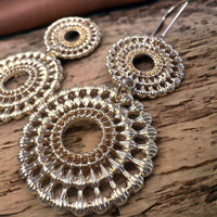 Filigree Double Circle on Drop Hook Earring ER025GLD