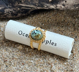 18ct Gold Plated African Turquoise Double Band Ring