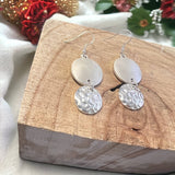 Dual Radiance Silver Double Circle Drop Earrings ER159S