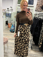 Marilyn Leopard Print Satin Skirt Fits 8-14