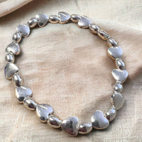 Mini Silver Hearts and Beads on Stretch Bracelet BR214SIL