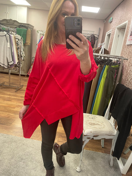 Cara Oversized Asymmetric Jersey Style Tops Fits 10-18/20