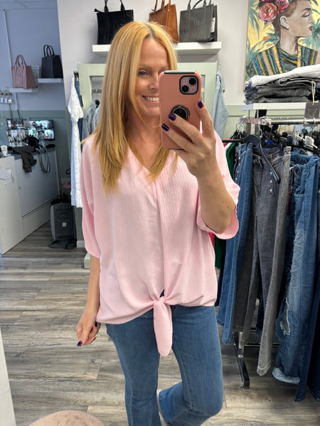 Amelie Tye Detailed V-Neck Blouse Fits 10-16