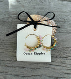 18ct Gold Plated Gemstone Cluster Hoop Earrings