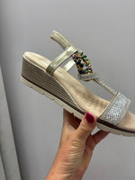 Cypriata Gold/Silver Diamante Wedge Sandal