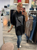 Aaliyah Oversized Diamante Detailed Jersey Hooded Top Fits 10-18