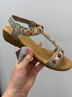 Cypriata Faux Leather Pewter Sandal