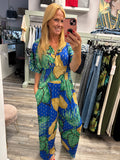 Hayley Floral Print Jumpsuit Fits 10-18