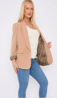 Faye Camel Blazer Animal Print Lined Blazer Fully Lined Size 10-22