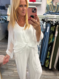 Camilla Mixed Silk Blouse Detachable Vest Fits 10-18/20