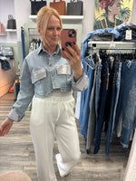 Isabella Diamante Detailed Cropped Style Denim Jacket Fits 6-16