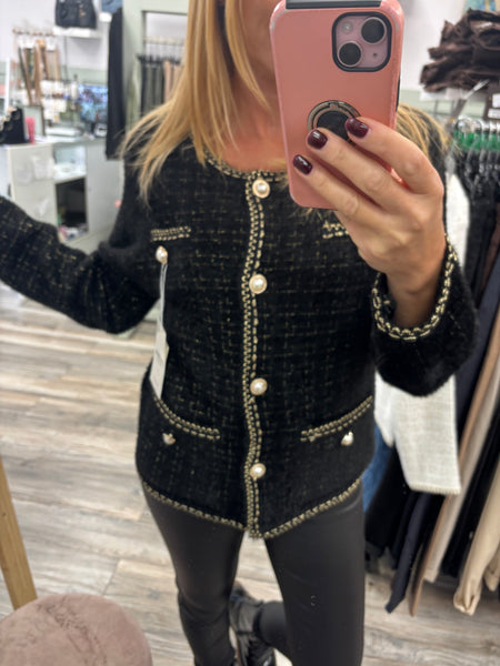 Rena Designer Inspired Cardigan Gold Detail Fits 10-14