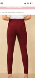 Melody Wine Scuba Stretchy High Waisted Jegging / legging Sizes 10-18