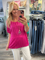 Flora Bubble Hem Knitted Necklace Top Fits 10-16