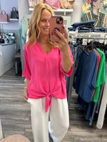 Amelie Tye Detailed V-Neck Blouse Fits 10-16