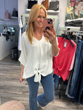 Amelie Tye Detailed V-Neck Blouse Fits 10-16