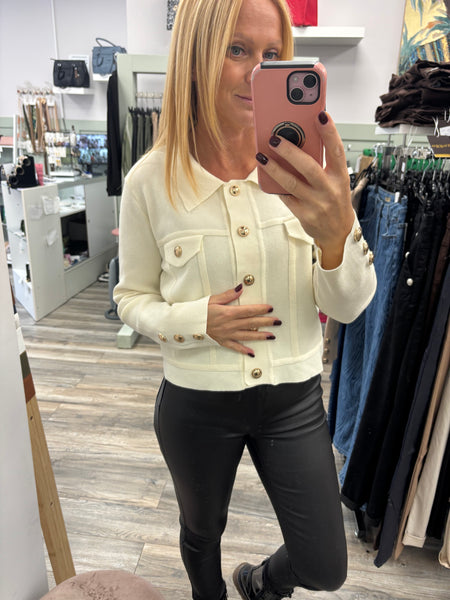 Marley Knitted Jacket Gold Button Detail Fits 8-12
