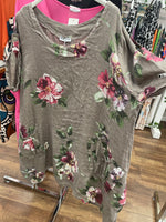 Felicia Floral Linen Tunic/Top Fits 10-20/22