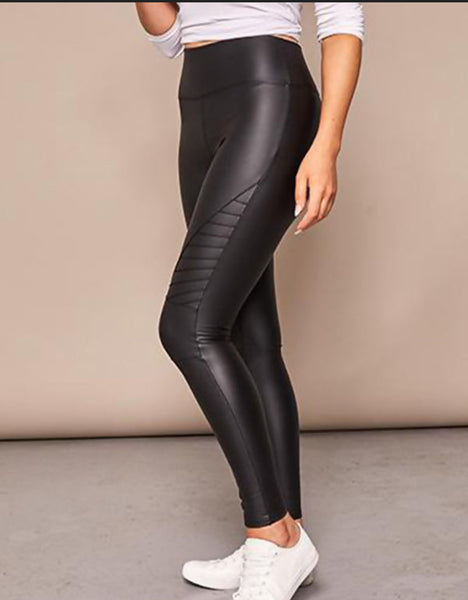 Faux Leather High Waisted Biker Style Leggings Fully Lined Sizes 8-14