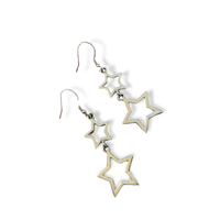 Hollow Double Star Stud Earring in Silver ER121S