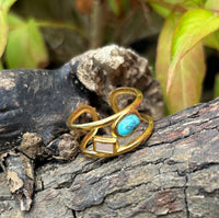 18ct Gold Plated Adjustable Turquoise Cage Ring