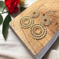 Filigree Double Circle on Drop Hook Earring ER025GLD