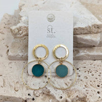 Semi precious disc and rings earrings