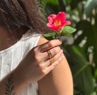 18ct Gold Plated Amazonite Double Band Adjustable Ring