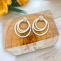 Statement Drop Triple Loop Earrings in Silver ER151