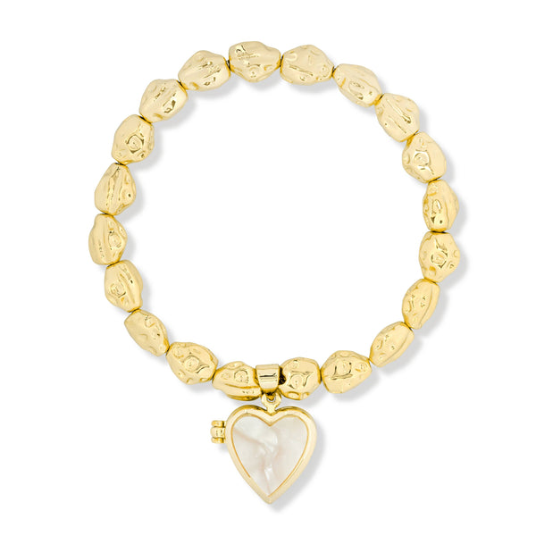 Roxy Heart Locket Bracelet White