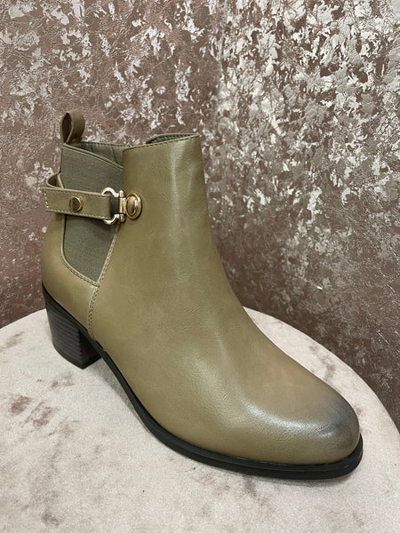 Taupe Zipped Heeled Boots Sizes 3-8